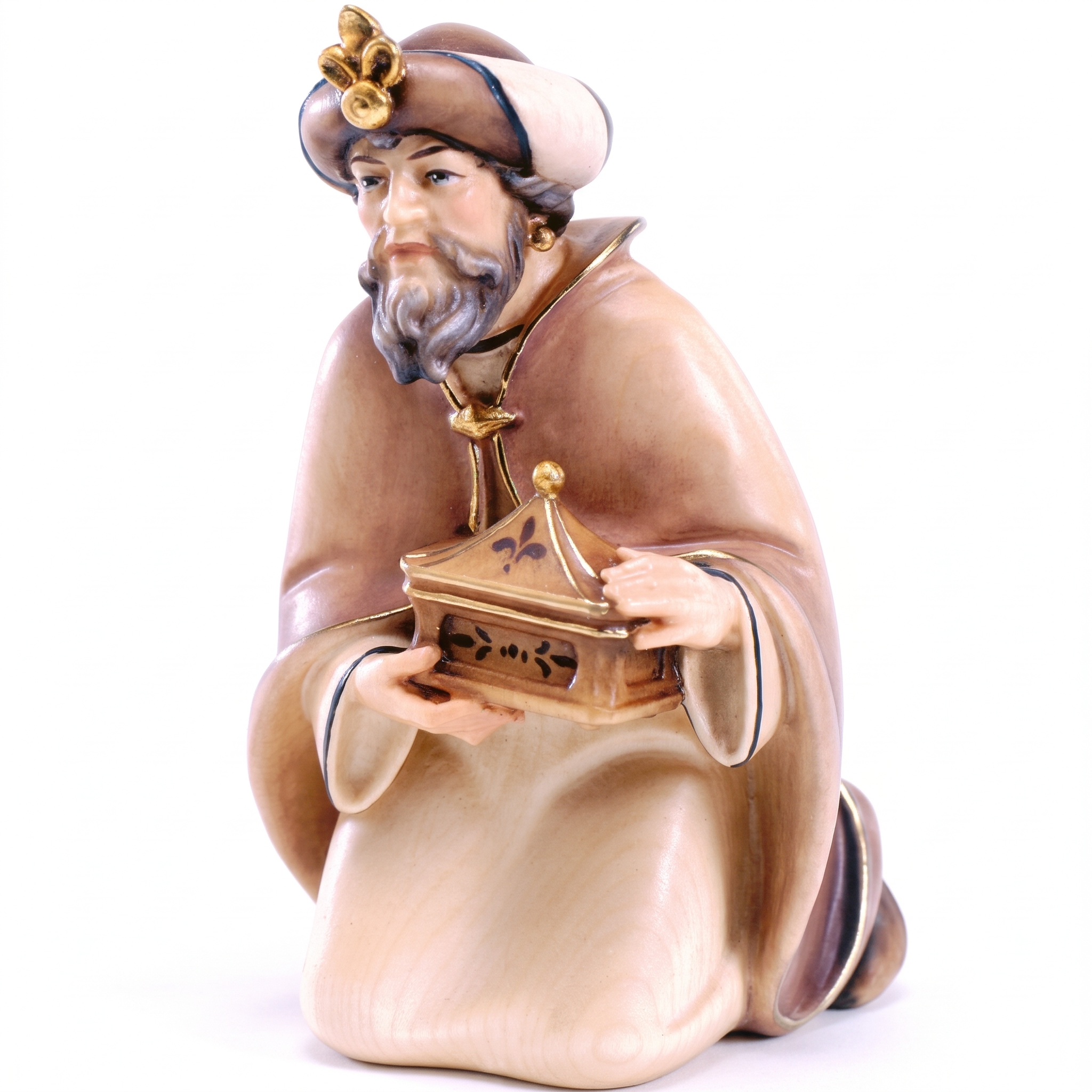 Artis - Re Magio inginocchiato - Scultura in Legno Cm 15 Val Gardena