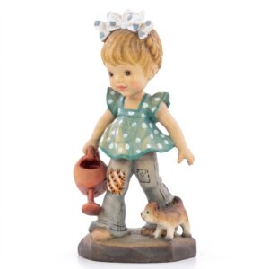 ANRI - Collezione Sarah Kay - Little Girl Gardening - Scultura in Legno Cm 10 Val Gardena