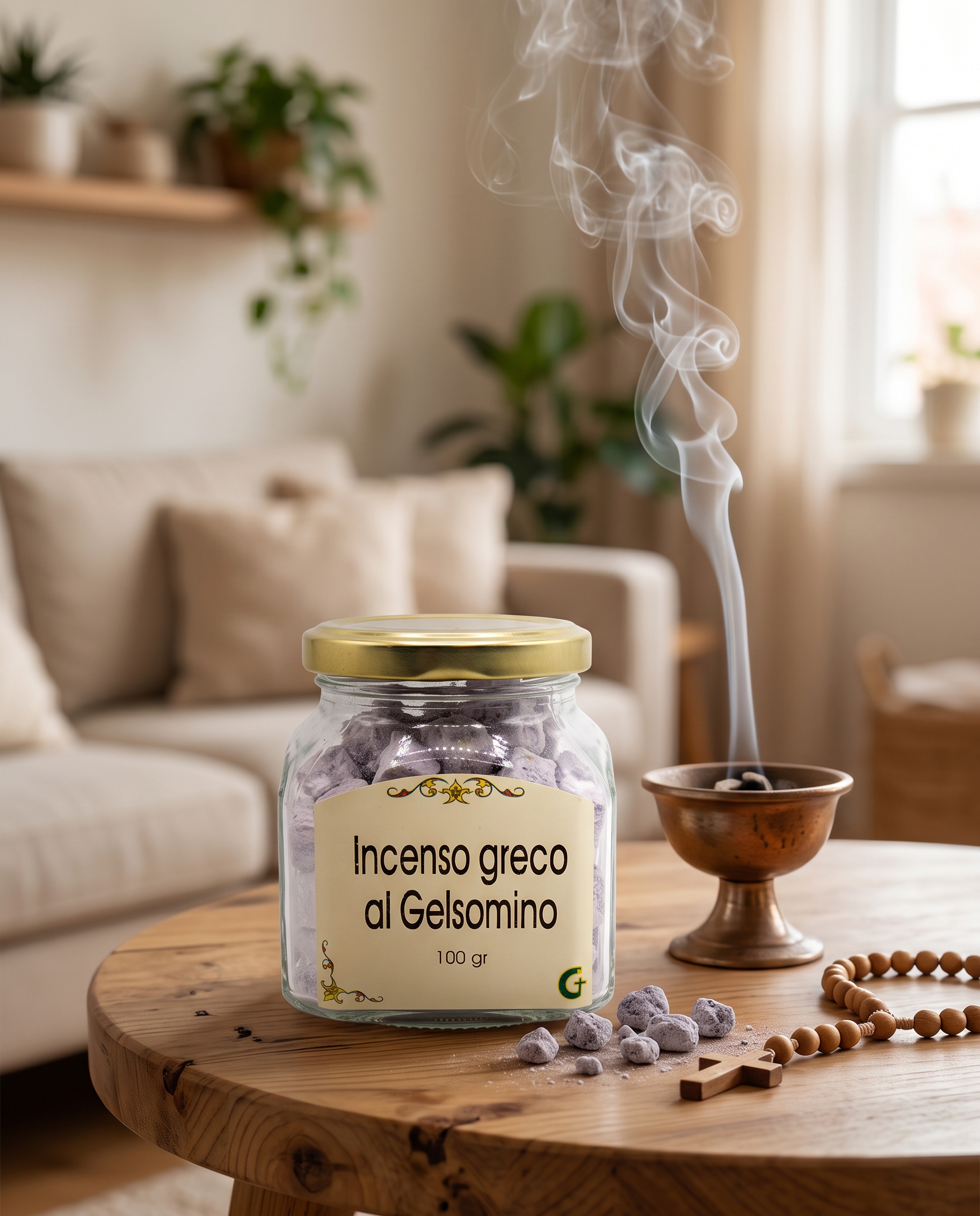 Incenso Greco Artigianale al Gelsomino in Grani - Vasetto in Vetro da 100g - immagine 2