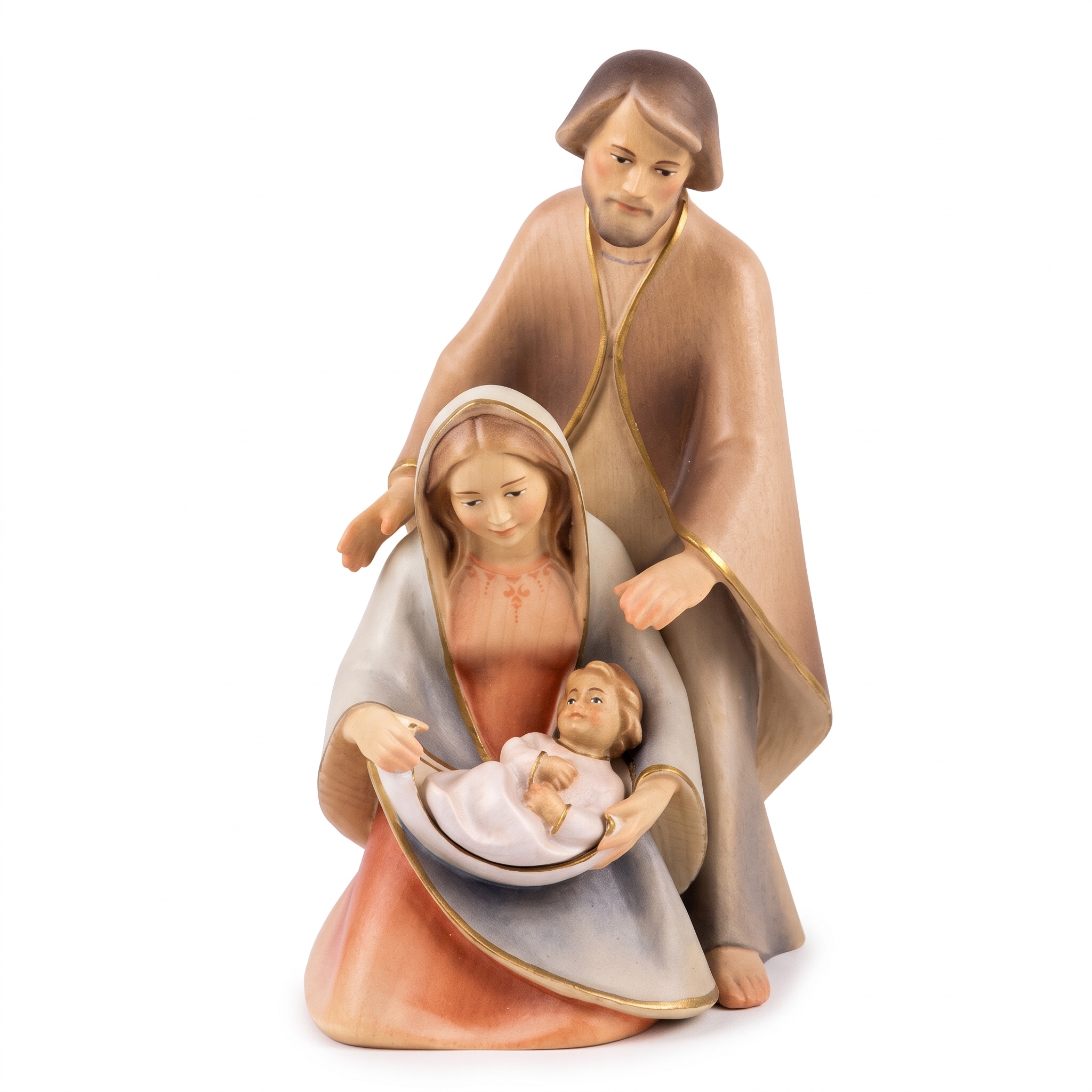 Scultura in legno "Sacra Famiglia" – La speranza - cm 19